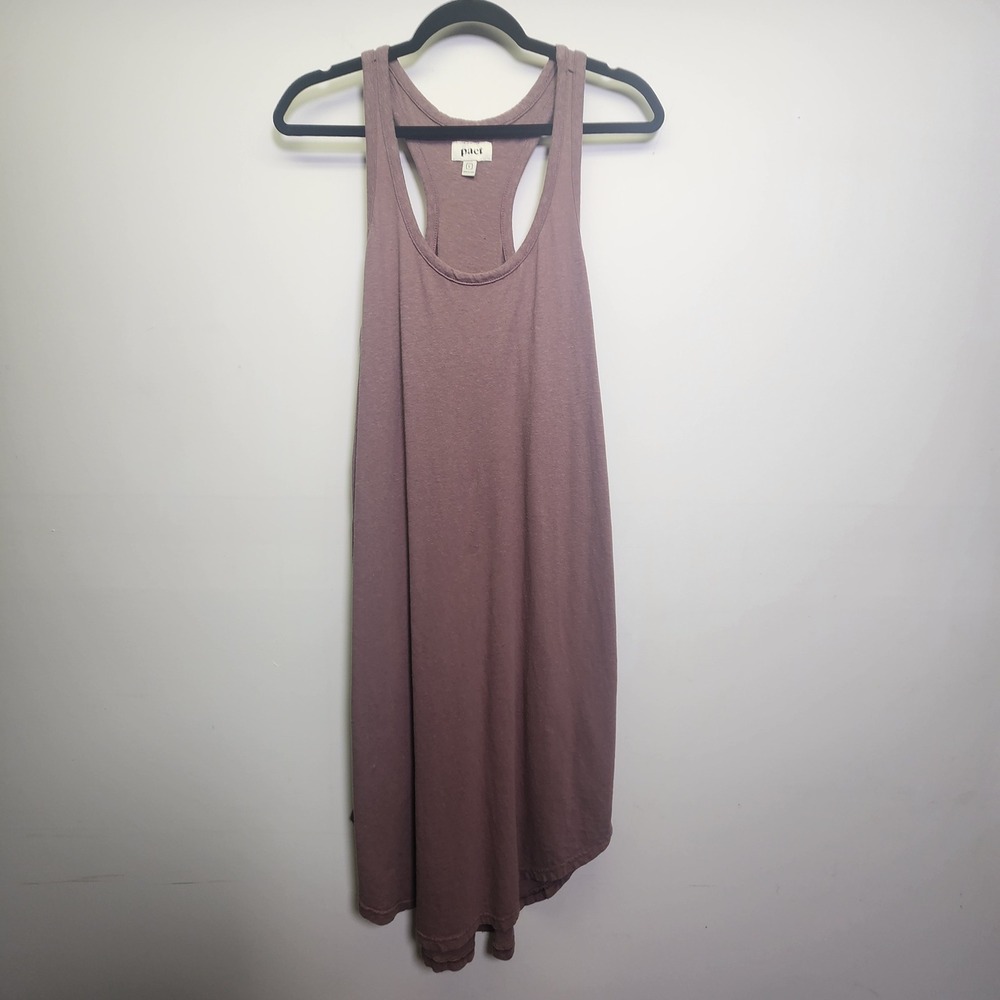 Pact Organic Cotton & Hemp Blend Racerback T-Shirt Midi Dress Lrg Relaxed Fit